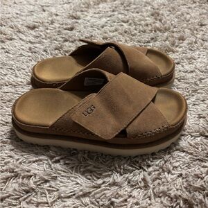 UGG Goldenstar Cross Slide - Chestnut